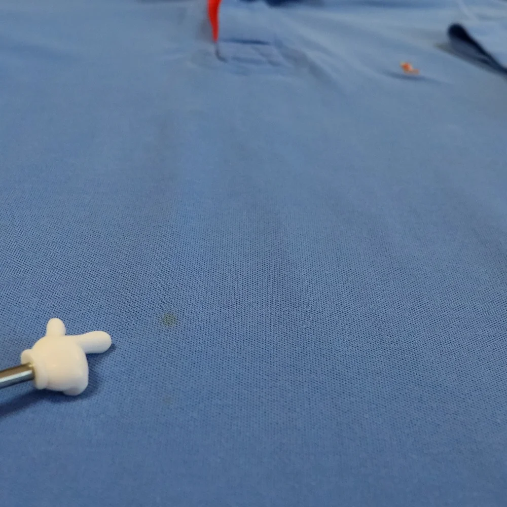 Polo Ralph Lauren Rugby Shirt‎ Mens M Blue White Twill Collar Flesh Pony Preppy